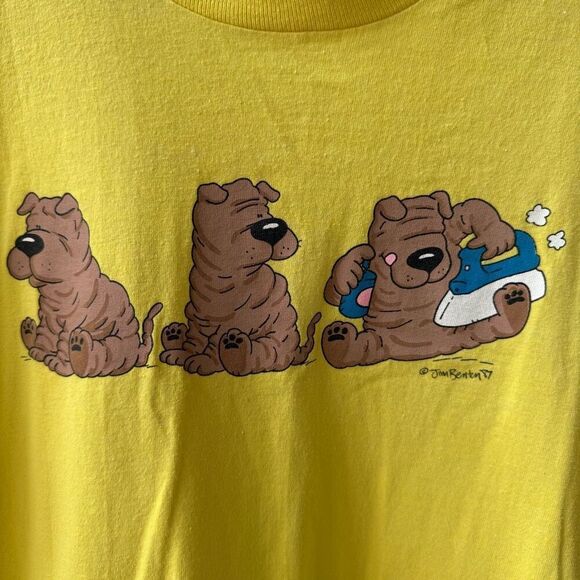 Vintage 80s Jim Benton Shar Pei Dog Puppy Cartoon Single Stitch Tshirt M - Picture 5 of 8